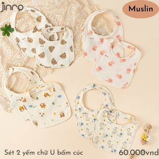 Set 2 yếm chữ u hãng jinro cho bé