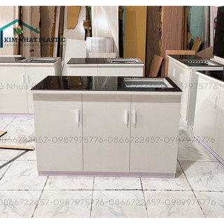 Tủ bếp nhựa Đài Loan mặt gạch sẵn bồn rửa thiết kế theo yêu cầu freeship tphcm