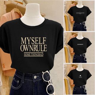 BST Áo thun nữ form vừa CHALLA màu đen tay ngắn cổ tròn, chất vải cotton 100% thoáng mát mềm mịn.
