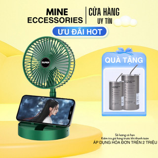 Quạt cầm tay mini, quạt tích điện usb có đèn led tiện lợi