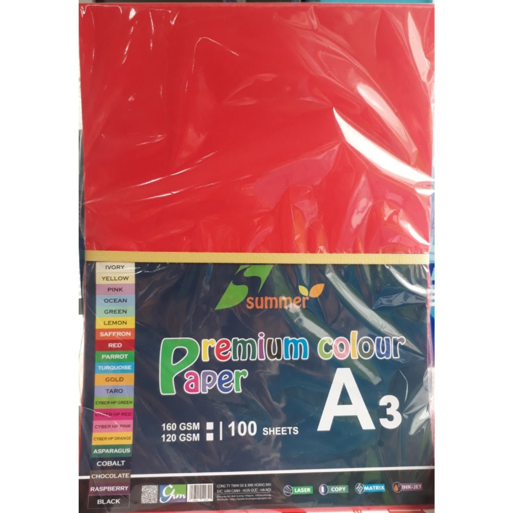 Giấy A3BMDO Bìa A3 màu đỏ