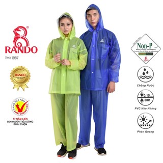  Áo Mưa Bộ Trong Màu Cho Đi Phượt RANDO Chính Hãng Nhựa Trong Thời Trang Đi Mưa Không Thấm Nước 