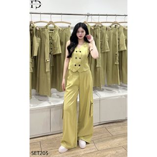 Set Bộ Áo Gile Phối Cúc Đen Delys SET205