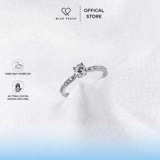 Nhẫn Bạc Blue Peach 4 Chấu Viền Đá Vuông NT705