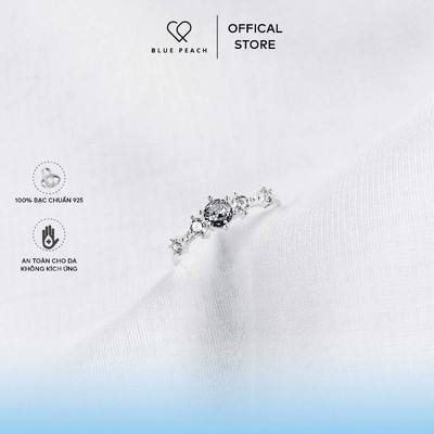 Nhẫn Tay Bạc 925 Blue Peach 6 Chấu Viền Đá Thời Trang NT021