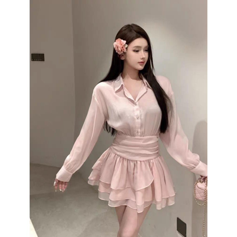 VÁY SƠ MI THẮT EO. PHẦN VÁY XẾP LI MỀM MẠI DUYÊN DÁNG