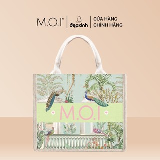 Túi cói họa tiết Chim Công M.O.I make over image