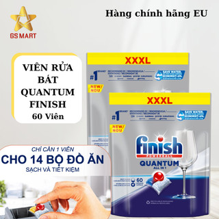 Mẫu Mới Viên Rửa Bát Finish Quantum Ultimate Túi 60 Viên Nhập Khẩu Đức