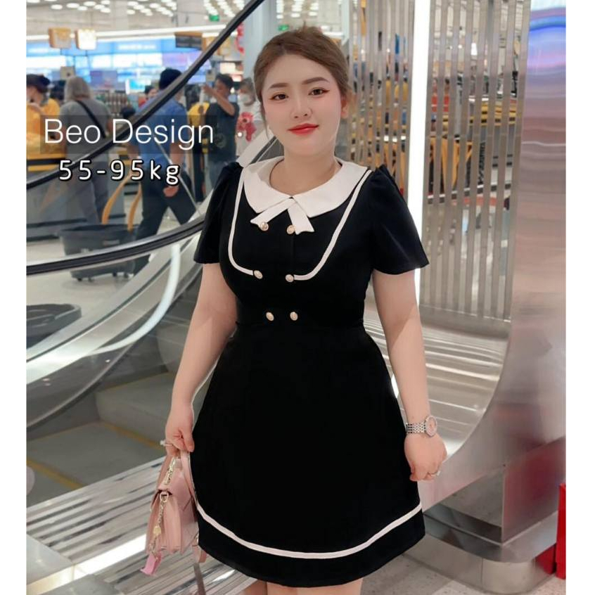 Béo Design bigsize - Đầm tiểu thư phối nơ