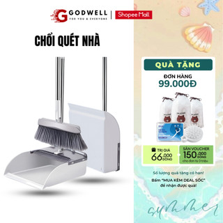Chổi nhựa quét nhà thông minh kèm hót rác 2 trong 1 GODWELL cán dài cao cấp xoay 180 độ gấp gọn tiện dụng