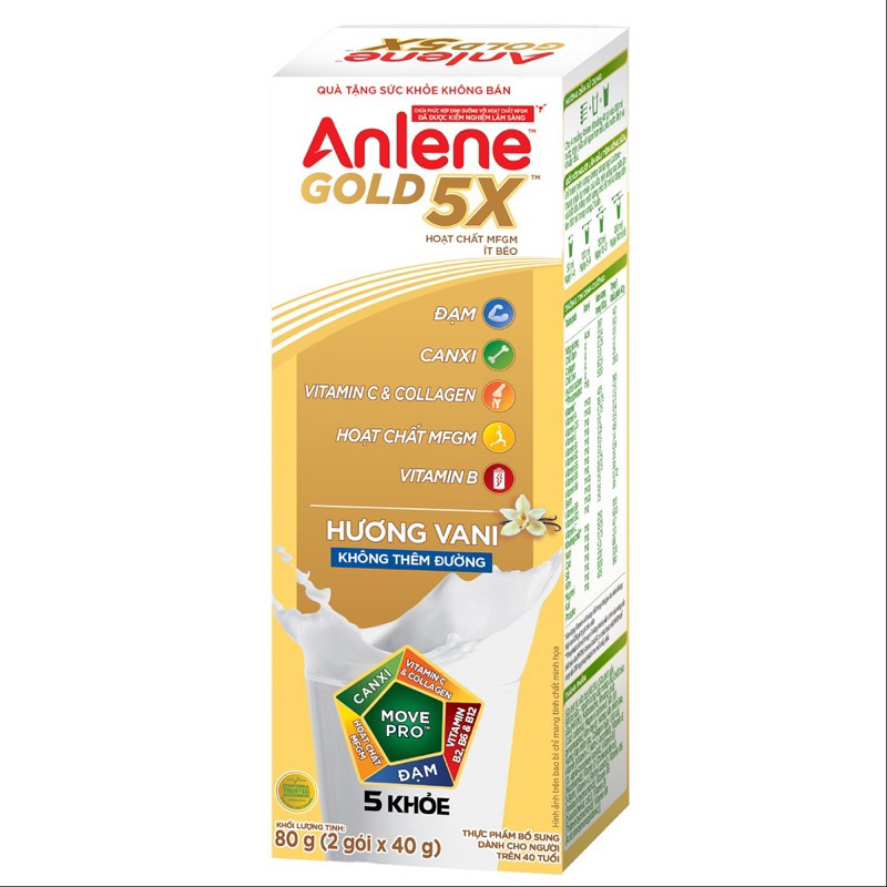 Sữa Anlene Gold 5X Hộp Dùng Thử Tiện Lợi (2gói x 40g)