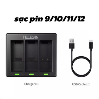 hộp  sạc pin gopro 9 10 11 ,dox sạc pin telesin gopro 9