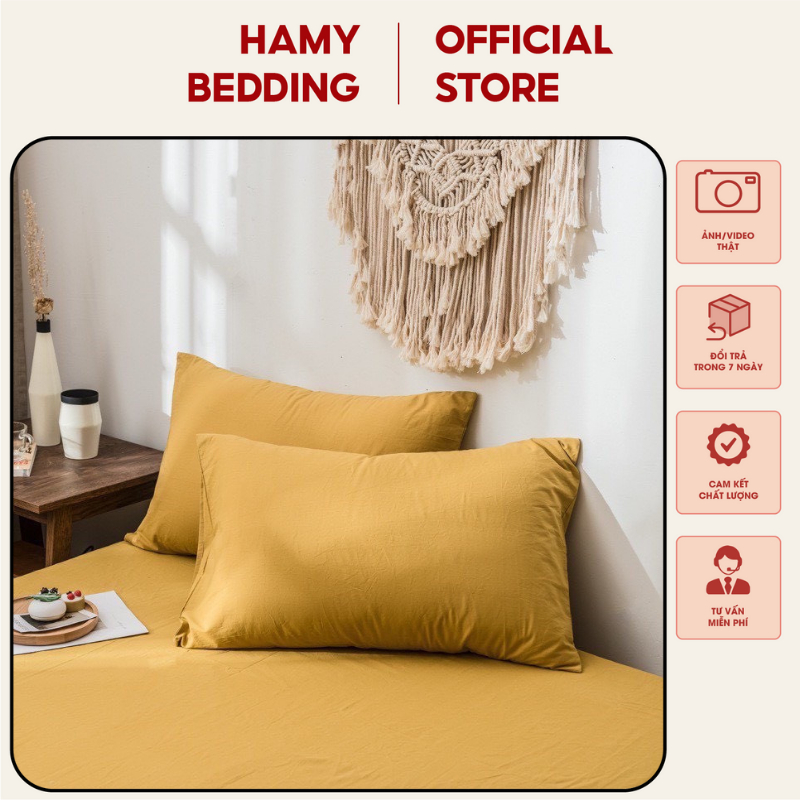 Vỏ Gối Nằm Chất Cotton Tici Dáng Trơn Thấm Hút Dáng Hàn Quốc 50x70cm