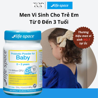Men vi sinh cho trẻ em từ 0 đến 3 tuổi life space probiotic powder for baby 60g của úc