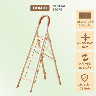 Thang gấp gọn DOMIO thang nhôm chữ A gia đình có tay vịn N-H001-Z (Socola kem)