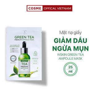 Mặt nạ giấy Wskin Green Tea Ampoule Mask Trà xanh giảm dầu ngừa mụn Hộp 10 mặt nạ WMN04