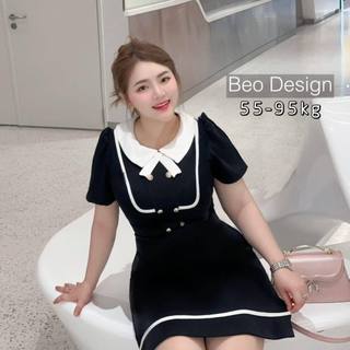 Béo Design bigsize - Đầm tiểu thư phối nơ