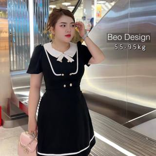 Béo Design bigsize - Đầm tiểu thư phối nơ