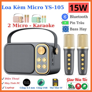 Loa Karaoke Bluetooth YS-105 , Kèm 2 Micro Không Dây, Âm Thanh Siêu Hay, Thiết Kế Sang Trọng Nhỏ Gọn