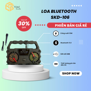 Loa bluetooth karaoke SKD-106 phiên bản âm thanh cực đã,loa không dây tặng kèm micro hát nhạc bass chuẩn hot new