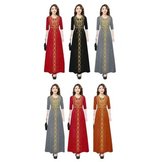 Đầm dạ hội trung niên đi tiệc thun lanh cao cấp ép đá hoa dây size lớn 75kg, Đầm trung niên dáng dài cho mẹ đi tiệc