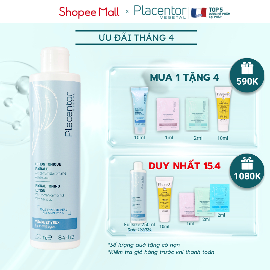 Nước cân bằng da Placentor Floral Toning Lotion 250ml