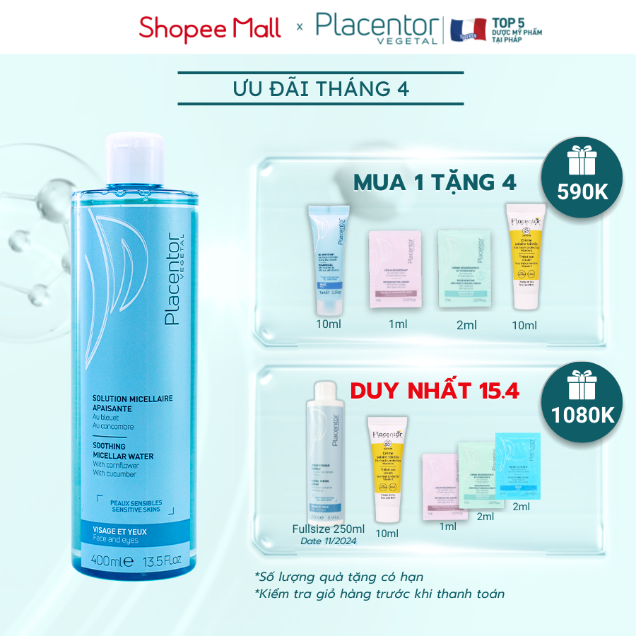 Nước tẩy trang Placentor cho da nhạy cảm Soothing Micellar Water 40ml