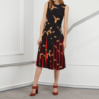 ĐẦM T3D PLEATED PRINTED IN BLACK