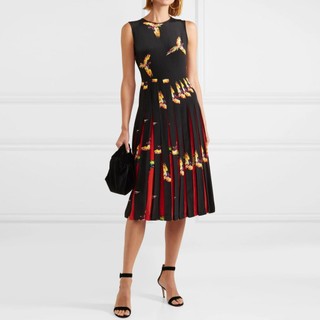 ĐẦM T3D PLEATED PRINTED IN BLACK