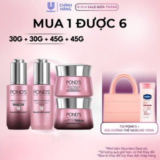  Trọn bộ 2 Serum và 2 Kem sáng da ngày & đêm Pond's Bright Miracle mờ thâm với 50X Niasorcinol 30G+30G+45G+45G