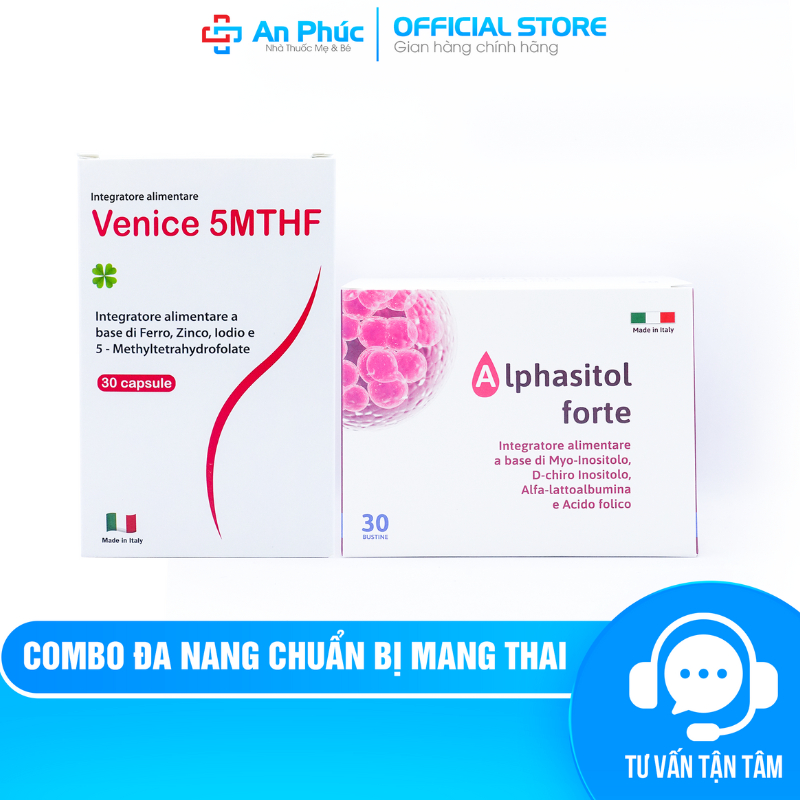 Combo Đa Nang Chuẩn Bị Mang Thai, Tăng Đậu Thai ALPHASITOL FORTE + VENICE 5MTHF