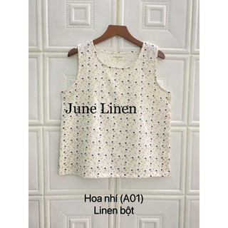 - sale áo linen basic, cổ tròn sát nách. sale a01