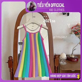 Quần áo trẻ em, Váy hè bé gái, váy đi biển 2 dây sọc cầu vồng 9-27kg V467 | Tiểu Yến KID