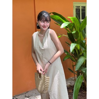 𝗠𝗔𝗬 𝗟𝗜𝗡𝗘𝗡 - Đầm sát nách linen dáng dài