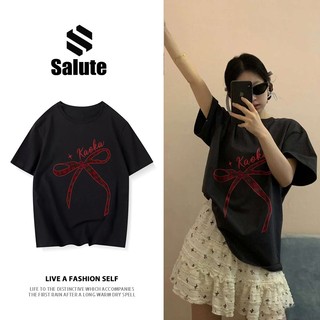 Salute Đen Áo phông thời trang nữ local brand unisex form rộng basic tee đẹp bow Y0866