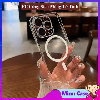 Ốp lưng điện thoại PC cứng siêu mỏng từ tính trong suốt cho 15 14 13 11 Pro MAX 14 Plus 12 Pro MinnCase