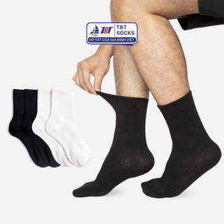 Vớ Tất Cổ Lỡ Nam Nữ Trơn Sọc Gân Unisex Bo Chun Bàn Chân T&T SOCKS Khử Mùi Hôi Chân Thấm Hút 2 Màu Trắng Đen - M990