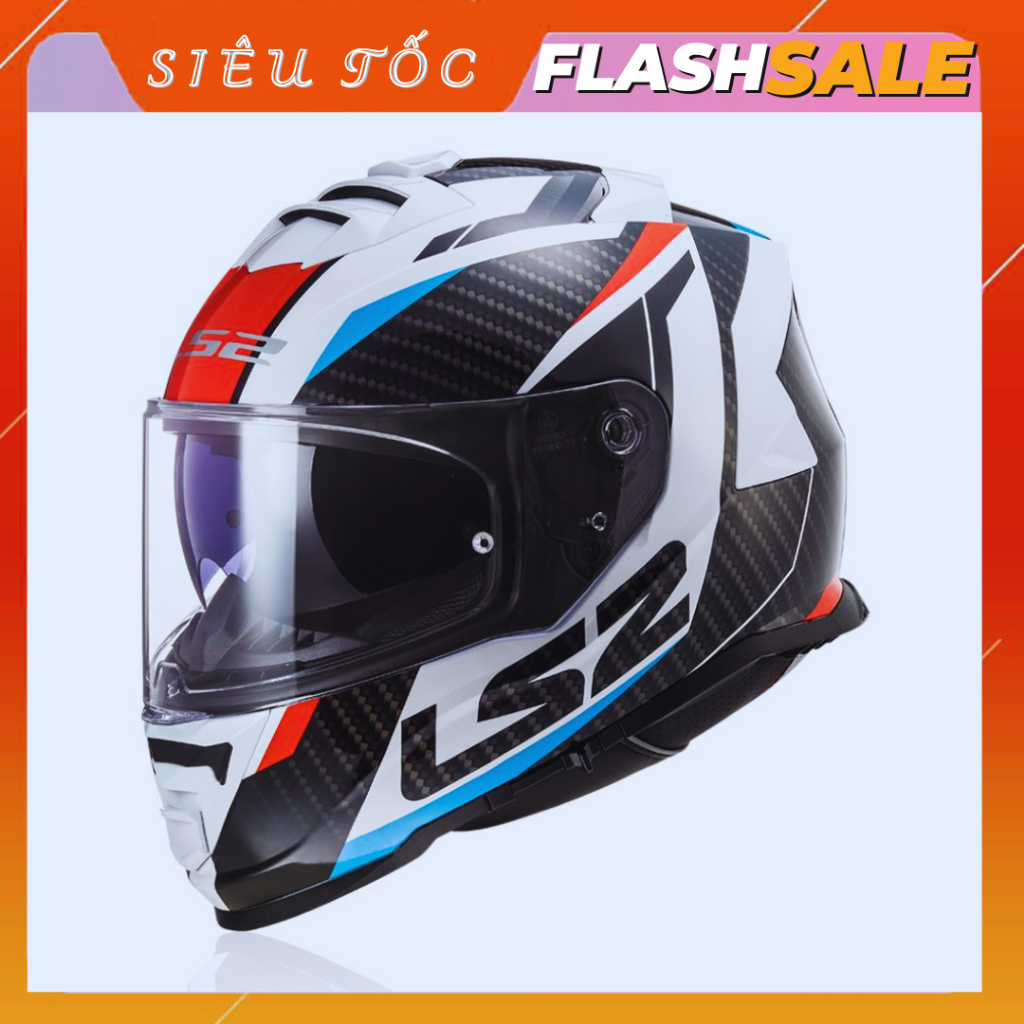 Nón bảo hiểm LS2 FF800 vân cacbon 2 kính tặng kèm pinlock