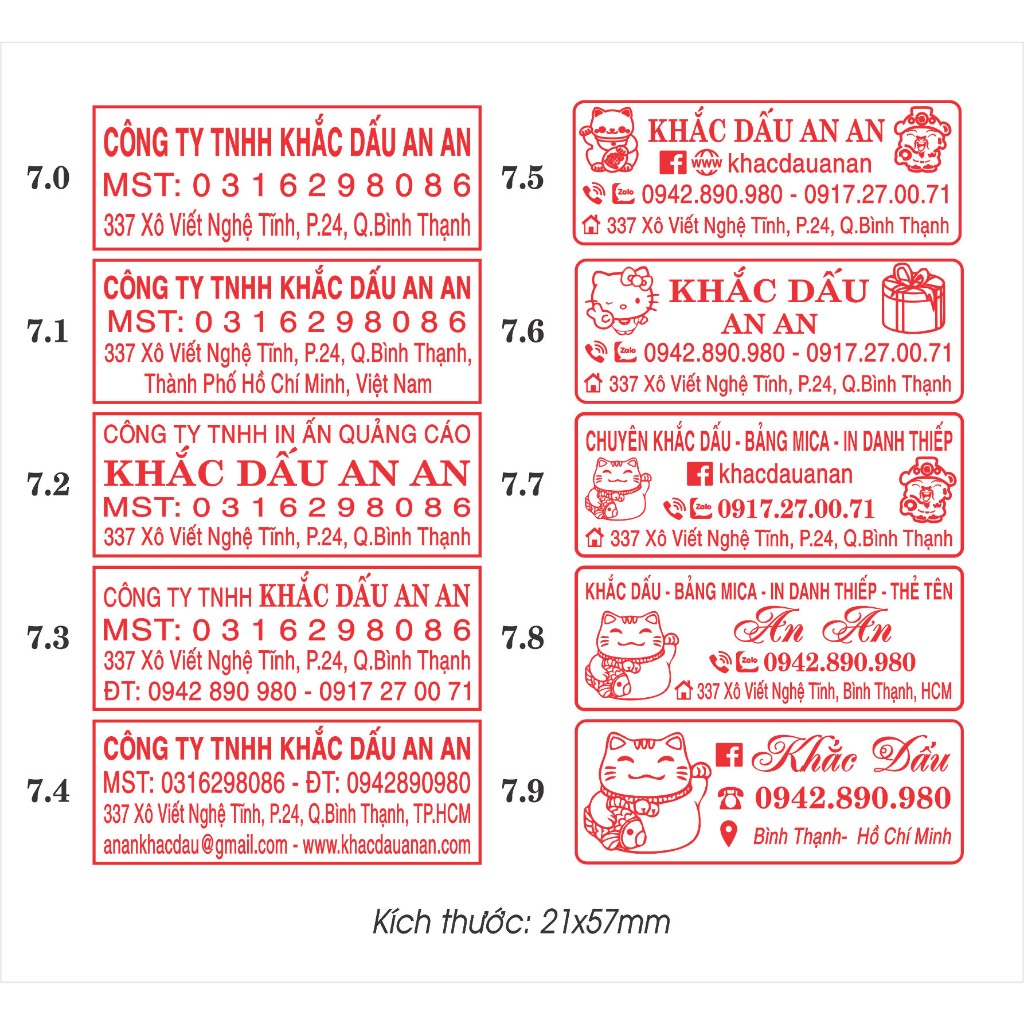 Khắc Dấu vuông cỡ 21x57mm