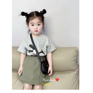Set áo xám mickey cv rêu bé gái