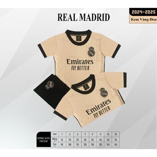 Bộ Đồ Đá Banh Trẻ em CLB Real Vàng Đồng