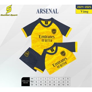 Bộ đồ đá banh trẻ em clb arsenal vàng