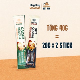 Combo 2 Gói 20g Bột Cacao Sữa Tiện Lợi và Bột Cacao Sữa Dừa Thuần Chay - Heyday Cacao