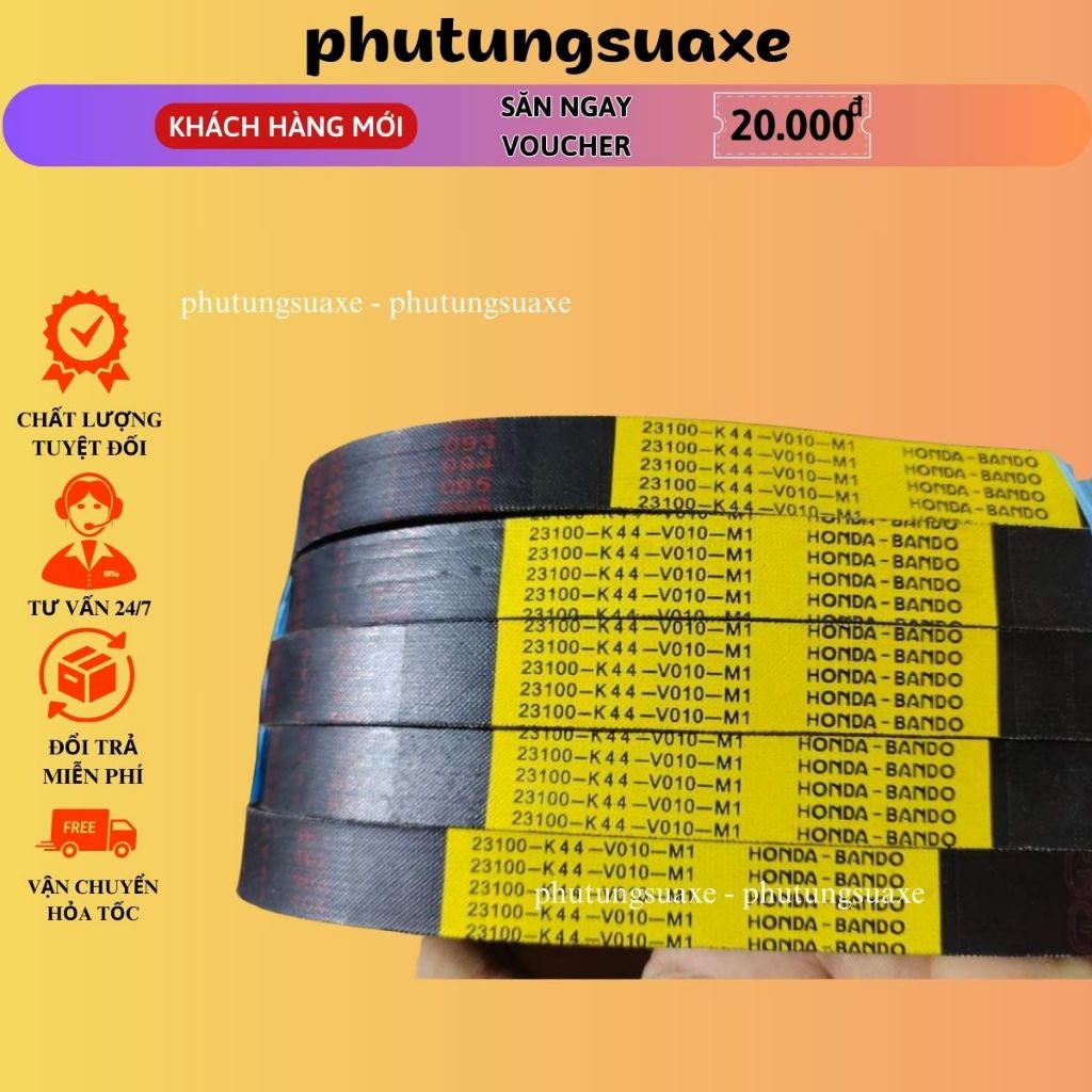 Dây Curoa K44, xe máy Honda Vision đời mới mã K44 BANDO phutungsuaxe