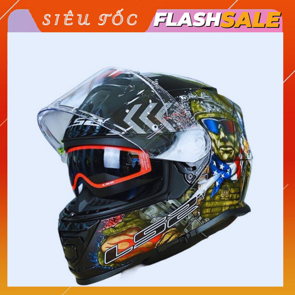 Nón bảo hiểm fullface LS2 FF800 chiến binh 2 kính tặng kèm pinlock