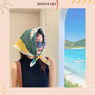 Khăn lụa choàng vuông cao cấp HOKO khăn Turban Bandana 70*70 khăn choàng cổ, buộc tóc, trùm đầu đi biển