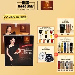   QUÀ  Combo 10 hộp cà phê Nhật Kim Anh Laura Coffee đông trùng hạ thảo nấm linh chi hộp 10 gói 