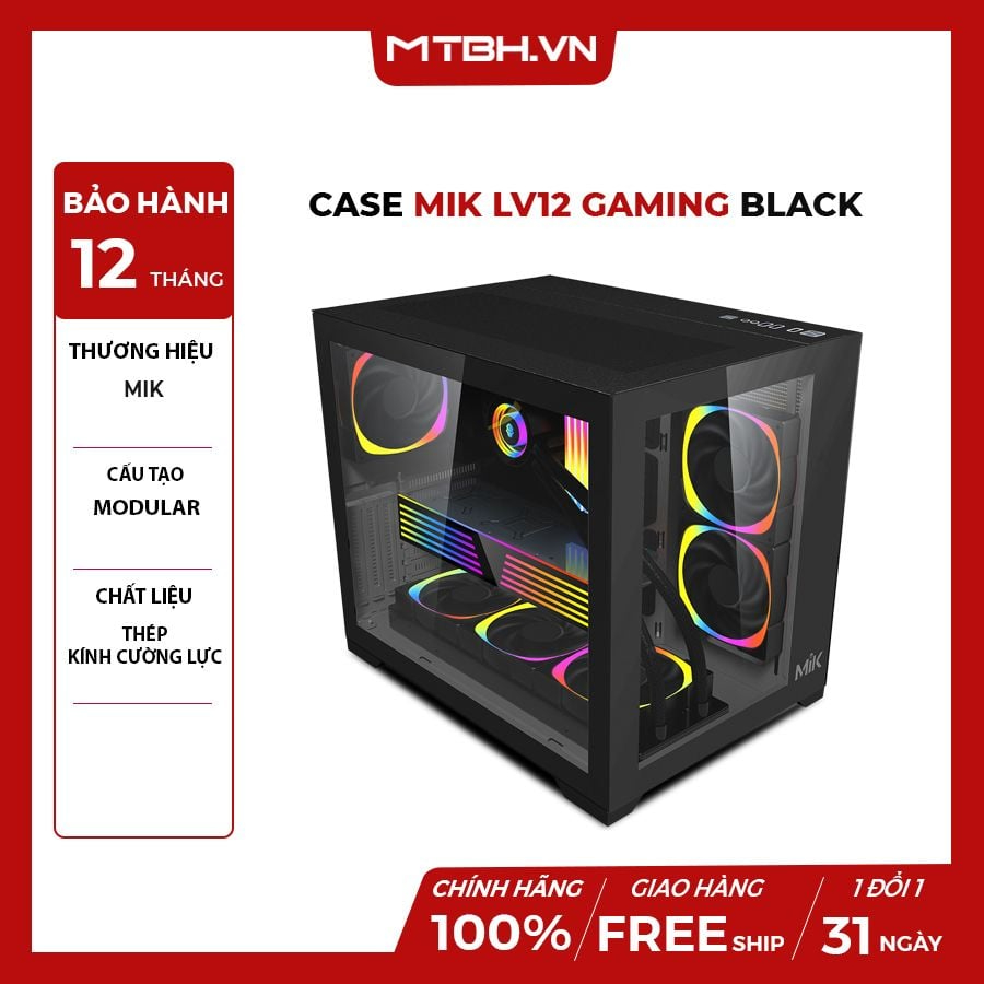 Vỏ Case Máy Tính Mik Lv12 Gaming Black