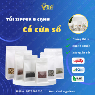 500g Túi Zip 8 Cạnh Có Cửa Sổ, Túi Zip Giấy Đựng Thực Phẩm, Đầy Đủ Kích Thước, Siêu Rẻ