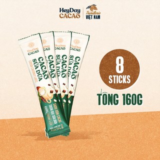 Bột Cacao Sữa Dừa Heyday - Combo 8 Gói Tiện Lợi 20g - Bột cacao sữa dừa tự nhiên, thuần chay - Heyday Cacao